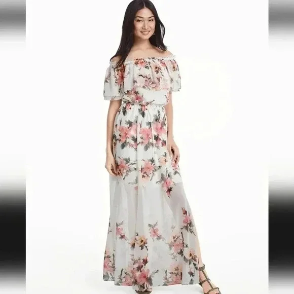 White House Black Market Off-the-Shoulder Floral Maxi Dress size S - Picture 1 of 16